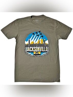 🔥UFC Jacksonville Graphic Tee in Olive Green with Blue and Yellow Print